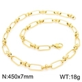 Gold stainless steel link chain necklace 450x7mm 18g shown on white background - Gold 450x7mm(KN228490-Z)