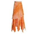 Orange and pink floral high waist maxi skirt with tropical palm leaf print and ruffles - Single Skirt