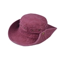 Detail of burgundy cotton sun hat showing distressed edges and side metal ventilation eyelets - M (56-59cm) / Washed Cotton Wine Red