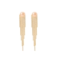 Orecchini a nappa placcati oro 18k con perle naturali rosa pallido su sfondo bianco - Orecchini a Bottone con Nappa Rosa