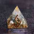 Handmade crystal resin pyramid with colorful gemstones and gold metal coils - Harvest - Career Rise