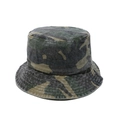 Dettaglio della trama mimetica jungle e delle cuciture robuste su un cappello a secchiello - M (56-58cm) / Mimetico Verde