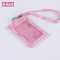 Pink marble pattern PU leather ID card holder with matching wristlet strap lanyard - Hand Strap Set / Rose Red