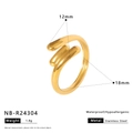 Three-layer 18K gold plated stainless steel open ring with artistic hollow design - Artistic Triple Streamline Style (NB-R24304)