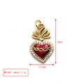 Macro detail of red enamel heart pendant with 25mm height and 13.5mm width specs - Twisted Sacred Heart