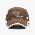 Braune Baseballkappe mit Lucky Clover Stickerei und weißem Kontrastrand-Detail - Braun