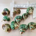 Grün-brauner Naturschalenanhänger mit vergoldetem Rand und Aufhängeschlaufe 10er Set - Grün geränderte grüne Schnecke