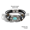 S2305-18 Black Leather Turquoise Multi-layer Bracelet