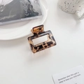 Large square leopard print hair claw clip in dark brown resin for thick hair - 5cm / Light Coffee Small