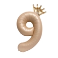 40-inch caramel cream foil balloon number 9 with gold crown for birthday party decor - Caramel Crown Number 9
