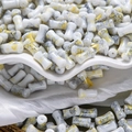 Bamboo style white glass beads with ink splatter texture for DIY jewelry making - Grey Yellow (Porcelain 6x12mm)