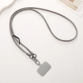 Cordon de téléphone en cuir PU gris avec boucle métallique robuste et patch de connexion - Bandoulière / Gris