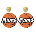 Sparkly orange glitter basketball earrings with Mama text for Mother's Day gift - Basketball Stud Earrings - Orange Glitter