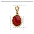 Detalle del colgante de piedra natural roja de 21mm con engaste de acero dorado - 3 Piezas/Paquete / Dorado-Rojo Ovalado Facetado (YF169)