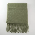 Thick mohair scarf in vibrant green featuring long decorative tassels and a soft texture - Orange Green