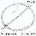 Polished silver stainless steel Cuban chain necklace and bracelet jewelry set for men - Bracelet 16cm / Silver (6.6mm)