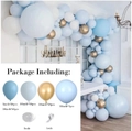 Kit arche de ballons bleu et blanc avec accents dorés pour décoration de fête, 103 pcs - Bleu Blanc Or-Combo de Ballons Multitailles
