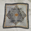 Elegant square silk scarf featuring orange and black paisley patterns in a flat lay view - Large Cashew Nut-shaped Small Square Scarf/silk Scarf / 65