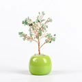 Green crystal tree of life handmade with copper wire in a ceramic pot for desk decor - Green Aventurine Pot