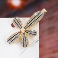 7cm golden flower hair clip with blue enamel, white rhinestones and a central iridescent gem - S192-2 Rhinestone Five-Petal Flower Hair Clip