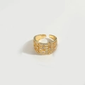 Adjustable 14K gold plated multi-layer snake ring with clear zircon crystals - Multi-layer Zircon Ring