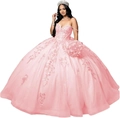 Pink strapless prom ball gown featuring sequined lace embroidery and crown accessory - XS / Pink