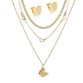 Multi-layer gold stainless steel necklace set with butterfly and heart pendants - Style A (KS201096-HDJ)