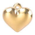 Colgante de corazón dorado pulido en acero inoxidable con aro para collares - Dorado