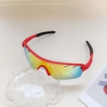Kids sports cycling sunglasses with red semi-rimless frame and rainbow coated lens - Red Frame Rainbow Colorful Gradient Lens / Red