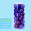Lot de 24 boules de Noël violettes de 6cm avec finitions brillantes, mates et pailletées - 6cm (Lot de 24) / Violet
