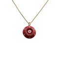 Vergulde boze oog ketting met een rode hanger en kleurrijke edelstenen details - Rood