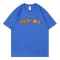 Blue Sturniolo Triplets varsity t-shirt with Fresh Love print in size XL cotton fabric - S / Royal Blue
