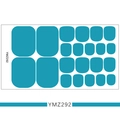 Detail view of turquoise solid color 3D toenail stickers with 22 adhesive patches - YMZ292-Cyan