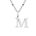 Elegant silver titanium steel ball chain necklace featuring a capital letter M pendant - Letter M / Silver
