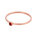 Elegant rose gold plated stainless steel ring with a single round red zircon stone - US 5 / Red - Rose Gold Band