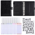 A6 budget binder set with black crocodile leather pattern and money envelopes - Standard Set - Black Crocodile