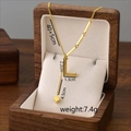 Titanium steel letter L necklace with tassel in gold finish and size measurements - L / Gold