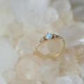 Vintage-style S925 silver ring featuring a round opal centerpiece and side zircon accents - J5280 Gold Opal Vintage Luxury Ring