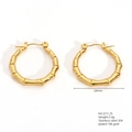 Irregular bamboo shaped 18k gold plated stainless steel hoop earrings in gold finish - Basic Bamboo Hoop Earrings (24mm)
