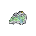 Creative enamel book and mountain landscape brooch in green and blue finish - Book Natural Landscape Style (XZ3269)