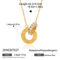 Collana in acciaio dorato con due cerchi intrecciati e pavé di cristalli - Doppio Anello Pavé di Strass (JDN0307027)