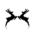 Macro detail of jumping deer earrings in black stainless steel with elegant reflection - Matte Black