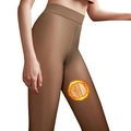 Detail der Thermo-Fleecefütterung in der hoch taillierten Winter-Leggings - Unterteile / 100g Ohne Fleece / Einfarbig Durchsichtig Kaffee Mit Fuß