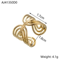 Detailed view of hollow star ring with 1.7cm width and 1.8cm diameter specifications - AJ41350 Wide Hollow / Gold
