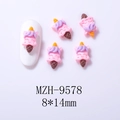 Detailed close-up of unicorn ice cream resin nail charms with 8x14mm dimensions - Unicorn Ice Cream MZH-9578