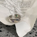 S925 sterling silver open ring featuring purple and green heart-shaped zircons - Twist Rope Multi-Heart Zircon Ring (J3942)