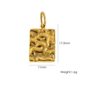 Detailed view of golden 304 stainless steel rectangular pendant with dimensions 17.3x11mm - Hammered Rectangle Tag YTP2412088