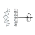 925 sterling silver curved five-stone moissanite stud earrings with gradient design - 925 Silver / White
