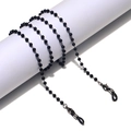 Catenella per occhiali minimalista con perline nere e chiusure a moschettone argento - Stile a Perle Nere