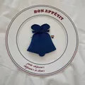 Navy blue velvet Christmas bell ornament with a matching bow, measuring 9.5cm by 8cm - Bell-02 (Dark Blue)